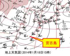 地上天気図(2014年1月18日 15時)