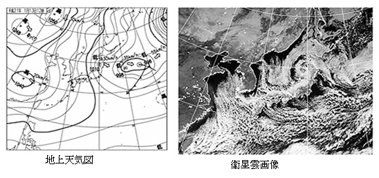 冬型の気圧配置（天気図・衛星画像）