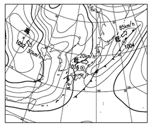 図1 「西高東低」の地上天気図